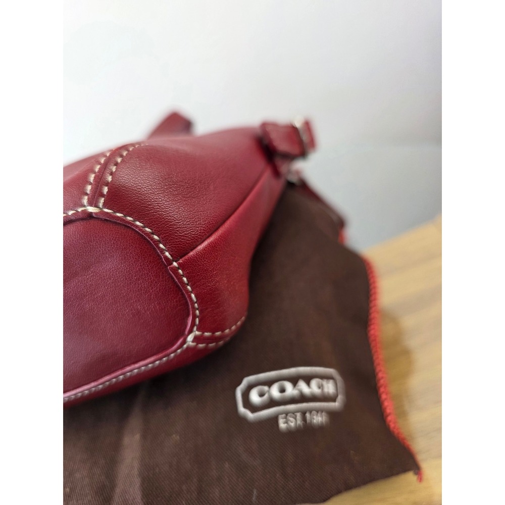 Coach Legacy Demi Mini Hobo Bag Y2K red leather contrast stitching silver-tone - Picture 5 of 15